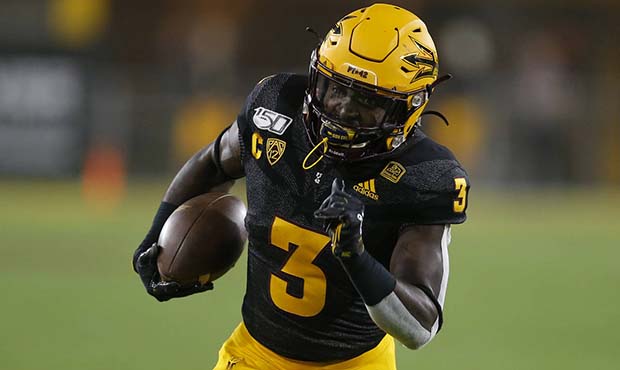 Arizona State running back Eno Benjamin runs for a first down against Colorado during the first hal...