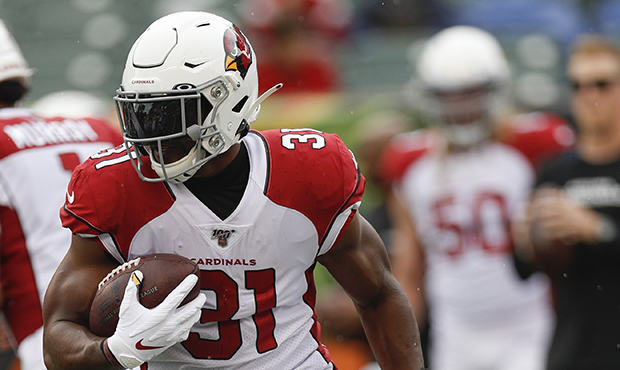 David Johnson #31 of the Arizona Cardinals warms up before the game against the Cincinnati Bengals ...