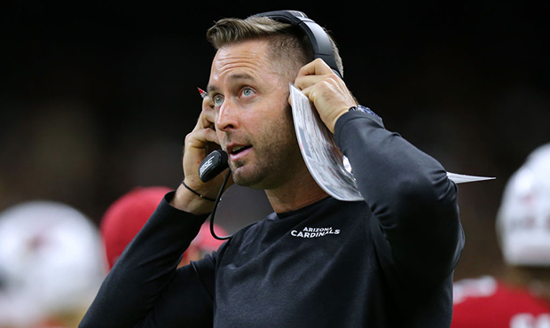Head coach Kliff Kingsbury of the Arizona Cardinals reacts during the second half of a game against...