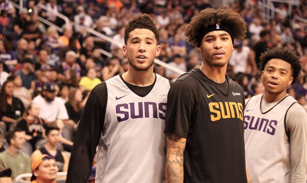 Devin Booker (left) and Kelly Oubre Jr. have both impressed the Phoenix Suns coach Monty Williams w...