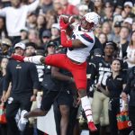 Arizona wide receiver Jamarye Joiner pulls in a pass in the second half of an NCAA college football game against Colorado Saturday, Oct. 5, 2019, in Boulder, Colo. Arizona won 35-30. (AP Photo/David Zalubowski)