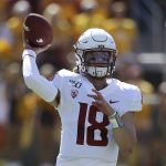 Washington State quarterback Anthony Gordon throws a pass against Arizona State during the first half of an NCAA college football game Saturday, Oct. 12, 2019, in Tempe, Ariz. (AP Photo/Ross D. Franklin)