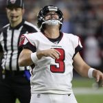 Atlanta Falcons kicker Matt Bryant (3) reacts to missing the point after against the Arizona Cardinals during the second half of an NFL football game, Sunday, Oct. 13, 2019, in Glendale, Ariz. (AP Photo/Ross D. Franklin)