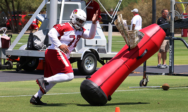 Arizona Cardinals DL Miles Brown goes through drills during the team’s mandatory minicamp Wednesd...