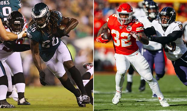 Jay Ajayi, left, and Spencer Ware, right, will work out for the Arizona Cardinals on Tuesday, accor...
