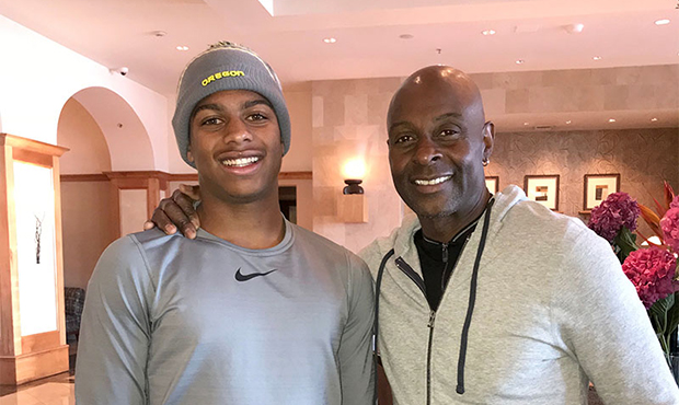 Brenden and his dad Jerry Rice. (Photo courtesy of Jackie Edwards)...