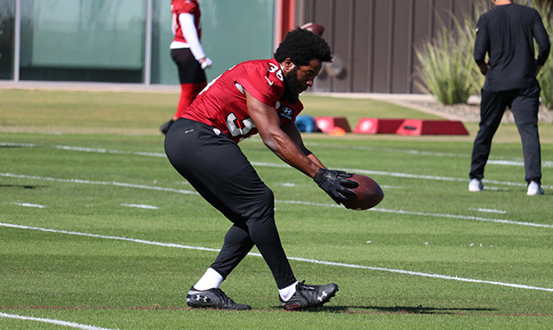 Cardinals running back Alfred Morris catches a pass during the team’s practice on Tuesday, Oct. 2...