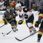 Arizona Coyotes center Phil Kessel (81) plays against the Vegas Golden Knights during the first period of an NHL hockey game Friday, Nov. 29, 2019, in Las Vegas. (AP Photo/John Locher)