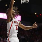 Arizona forward Zeke Nnaji dunks against San Jose State during the second half of an NCAA college basketball game Thursday, Nov. 14, 2019, in Tucson, Ariz. Arizona won 87-39. (AP Photo/Rick Scuteri)