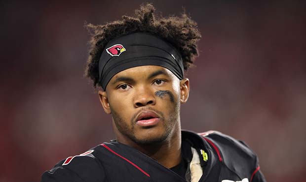Quarterback Kyler Murray #1 of the Arizona Cardinals watches from the sidelines during the second h...