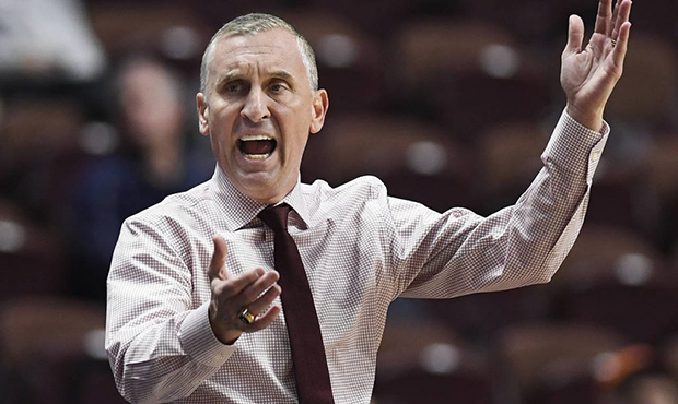 Arizona State head coach Bobby Hurley reacts toward an official during the first half of an NCAA co...