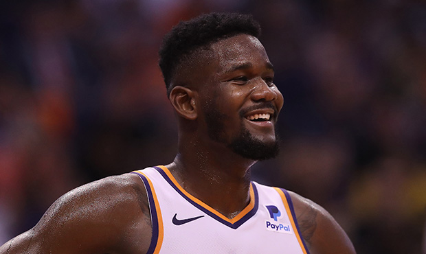 Deandre Ayton #22 of the Phoenix Suns during the second half of the NBA game against the Sacramento...