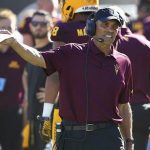 Arizona State head coach Herm Edwards shouts instructions during the second half of an NCAA college football game against Washington State, Saturday, Oct. 12, 2019, in Tempe, Ariz. (AP Photo/Ross D. Franklin)