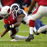 Arizona Cardinals quarterback Kyler Murray is sacked by Los Angeles Rams defensive end Dante Fowler during the first half of an NFL football game, Sunday, Dec. 1, 2019, in Glendale, Ariz. (AP Photo/Rick Scuteri)