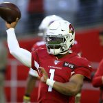 Arizona Cardinals quarterback Kyler Murray (1) warms up prior to an NFL football game against the Los Angeles Rams, Sunday, Dec. 1, 2019, in Glendale, Ariz. (AP Photo/Ross D. Franklin)