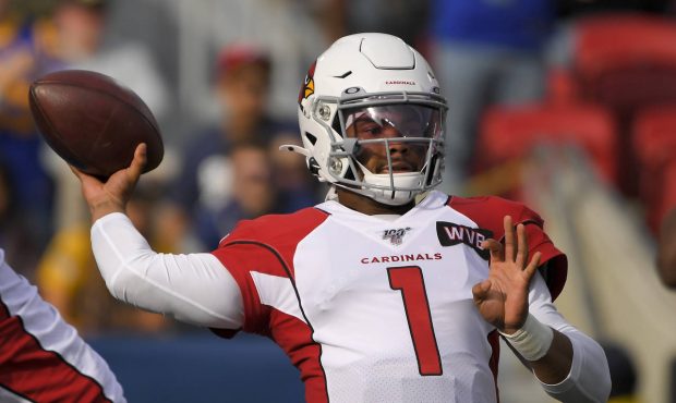 Arizona Cardinals quarterback Kyler Murray passes against the Los Angeles Rams during first half of...
