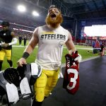 Pittsburgh Steelers inside linebacker Tyler Matakevich leaves the field after an NFL football game against the Arizona Cardinals, Sunday, Dec. 8, 2019, in Glendale, Ariz. The Steelers won 23-17. (AP Photo/Ross D. Franklin)