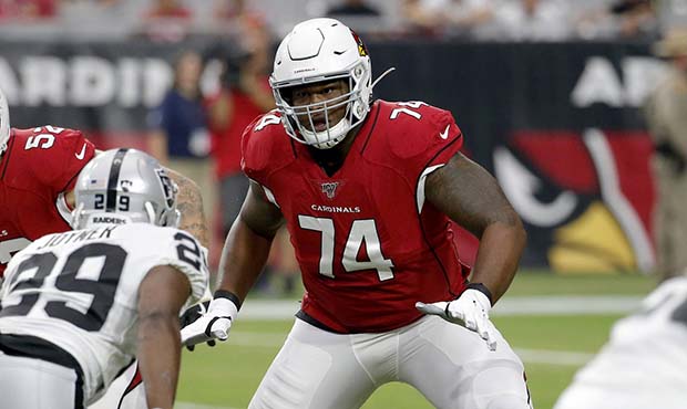 Arizona Cardinals offensive tackle D.J. Humphries (74) blocks against Oakland Raiders free safety L...