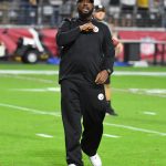 GLENDALE, ARIZONA - DECEMBER 08: Head coach Mike Tomlin of the Pittsburgh Steelers reacts to the crowd prior to a game against the Arizona Cardinals at State Farm Stadium on December 08, 2019 in Glendale, Arizona. (Photo by Norm Hall/Getty Images)