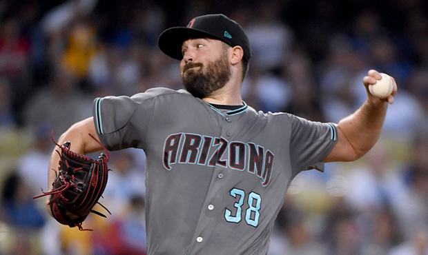 Robbie Ray #38 of the Arizona Diamondbacks pitches during the second inning against the Los Angeles...