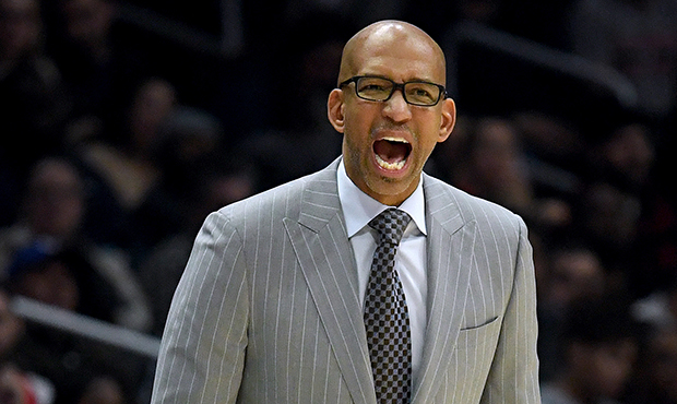 Monty Williams of the Phoenix Suns yells from the bench during a 120-99 LA Clipper win at Staples C...