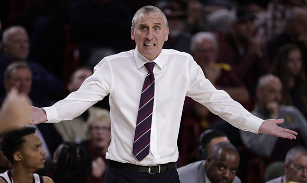 Arizona State head coach Bobby Hurley reacts to a call during the second half of an NCAA college ba...