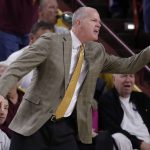 Colorado head coach Tad Boyle communicates his this players during the second half of an NCAA college basketball game against Arizona State, Thursday, Jan. 16, 2020, in Tempe, Ariz. (AP Photo/Matt York)
