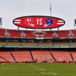 Arrowhead Stadium before an NFL divisional playoff football game between the Kansas City Chiefs and the Houston Texans, in Kansas City, Mo., Sunday, Jan. 12, 2020. (AP Photo/Ed Zurga)