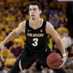 Colorado guard Maddox Daniels (3) looks to pass against Arizona State during the first half of an NCAA college basketball game, Thursday, Jan. 16, 2020, in Tempe, Ariz. (AP Photo/Matt York)