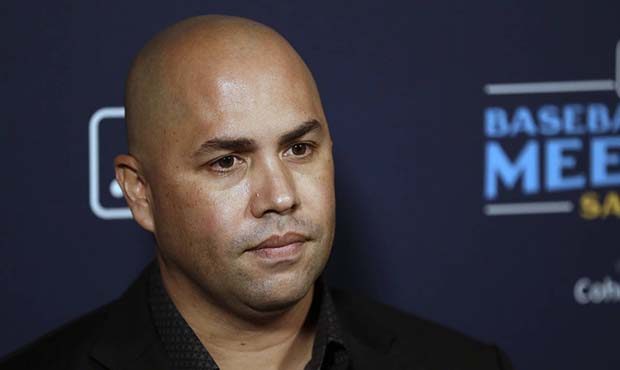New York Mets manager Carlos Beltran listens to a question during the Major League Baseball winter ...