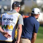 PGA pro Ryan Moore and his caddie read a putt during the second round of the Waste Management Phoenix Open on Friday, Jan 31, 2020, in Scottsdale, Ariz. (Tyler Drake/Arizona Sports)