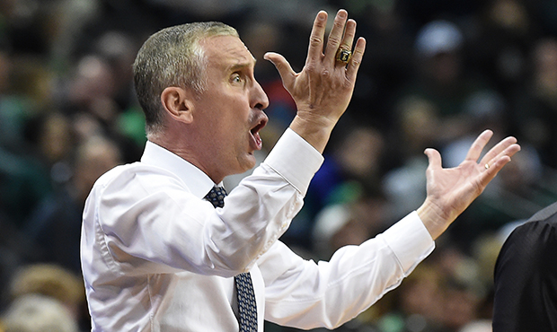 Head coach Bobby Hurley of the Arizona State Sun Devils reacts to a call during  the second half ag...