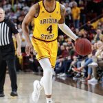 TEMPE, AZ - FEBRUARY 22:  Arizona State Sun Devils forward Kimani Lawrence (4) dribbles the ball during the college basketball game between the Oregon State Beavers and the Arizona State Sun Devils on February 22, 2020 at Desert Financial Arena in Tempe, Arizona. (Photo by Kevin Abele/Icon Sportswire via Getty Images)