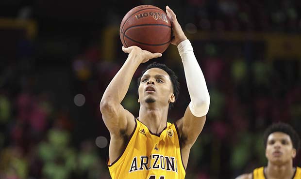 Arizona State's Alonzo Verge (11) shoots a free throw against UCLA during an NCAA college basketbal...