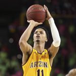 Arizona State's Alonzo Verge (11) shoots a free throw against UCLA during an NCAA college basketball game Thursday, Feb. 6, 2020, in Tempe, Ariz. (AP Photo/Darryl Webb)
