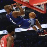 Chris Paul of the Oklahoma City Thunder dunks during the first half of the NBA All-Star basketball game Sunday, Feb. 16, 2020, in Chicago. (AP Photo/Nam Huh)