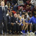 UCLA coach Mick Cronin watches as the team trails Arizona State during the second half of an NCAA college basketball game Thursday, Feb. 6, 2020, in Tempe, Ariz. (AP Photo/Darryl Webb)