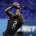 Arkansas State wide receiver Omar Bayless runs a drill at the NFL football scouting combine in Indianapolis, Thursday, Feb. 27, 2020. (AP Photo/Michael Conroy)