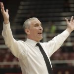 Arizona State coach Bobby Hurley reacts during the first half of the team's NCAA college basketball game against Stanford in Stanford, Calif., Thursday, Feb. 13, 2020. (AP Photo/Jeff Chiu)