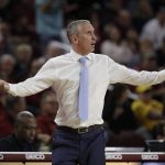 Arizona State head coach Bobby Hurley argues a call during the second half of an NCAA college basketball gameagainst Southern California Saturday, Feb. 29, 2020, in Los Angeles. (AP Photo/Marcio Jose Sanchez)