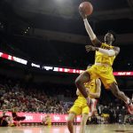 
              Southern California guard Jonah Mathews drives to the basket during the first half of an NCAA college basketball game against Arizona State Saturday, Feb. 29, 2020, in Los Angeles. (AP Photo/Marcio Jose Sanchez)
            