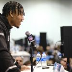 Clemson linebacker Isaiah Simmons speaks during a press conference at the NFL football scouting combine in Indianapolis, Thursday, Feb. 27, 2020. (AP Photo/AJ Mast)