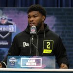 Florida State running back Cam Akers speaks during a press conference at the NFL football scouting combine in Indianapolis, Wednesday, Feb. 26, 2020. (AP Photo/Michael Conroy)