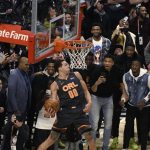 Orlando Magic's Aaron Gordon competes during the NBA All-Star slam dunk contest Saturday, Feb. 15, 2020, in Chicago. (AP Photo/David Banks)