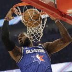 LeBron James of the Los Angeles Lakers dunks during the first half of the NBA All-Star basketball game Sunday, Feb. 16, 2020, in Chicago. (AP Photo/Nam Huh)
