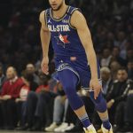 Ben Simmons of the Philadelphia 76ers dribbles during the first half of the NBA All-Star basketball game Sunday, Feb. 16, 2020, in Chicago. (AP Photo/Nam Huh)