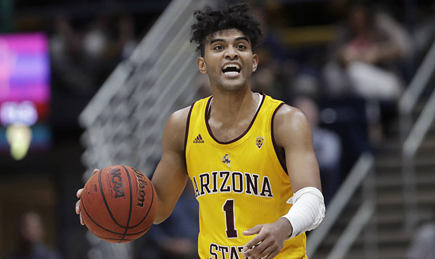 Arizona State guard Remy Martin brings the ball up during the second half of the team's NCAA colleg...
