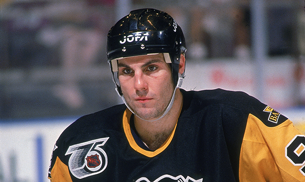 Canadian hockey player Rick Tocchet of the Pittsburgh Penguins on the ice during a playoff game at ...