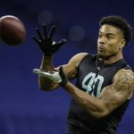 Southern Illinois defensive back Jeremy Chinn runs a drill at the NFL football scouting combine in Indianapolis, Sunday, March 1, 2020. (AP Photo/Michael Conroy)