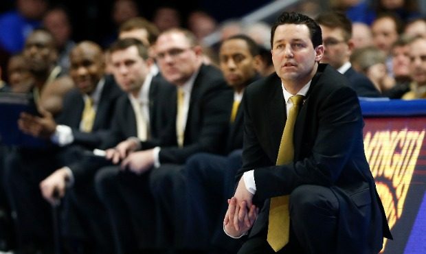 Head coach Bryce Drew of the Vanderbilt Commodores looks on against the Kentucky Wildcats during th...
